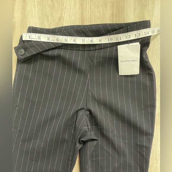 Balenciaga Striped Wool High-Waist Slit Skinny belted Pants in Black 40 - Picture 4 of 8